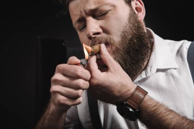 bearded man smoking cigar clipart