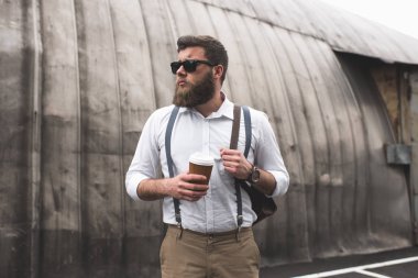 bearded man on coffee break
