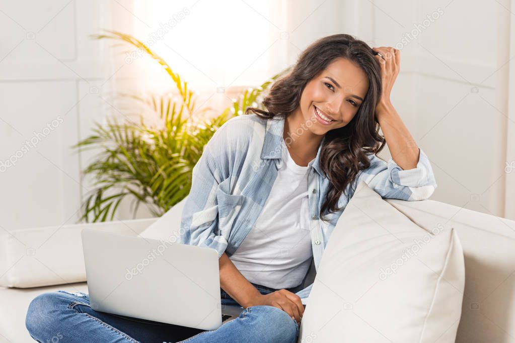 woman using laptop  