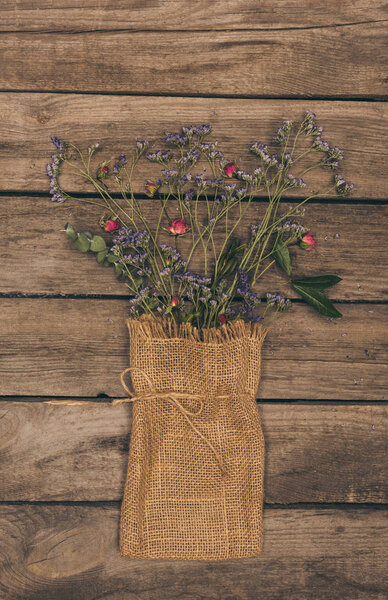 Dry flowers in sack bag
