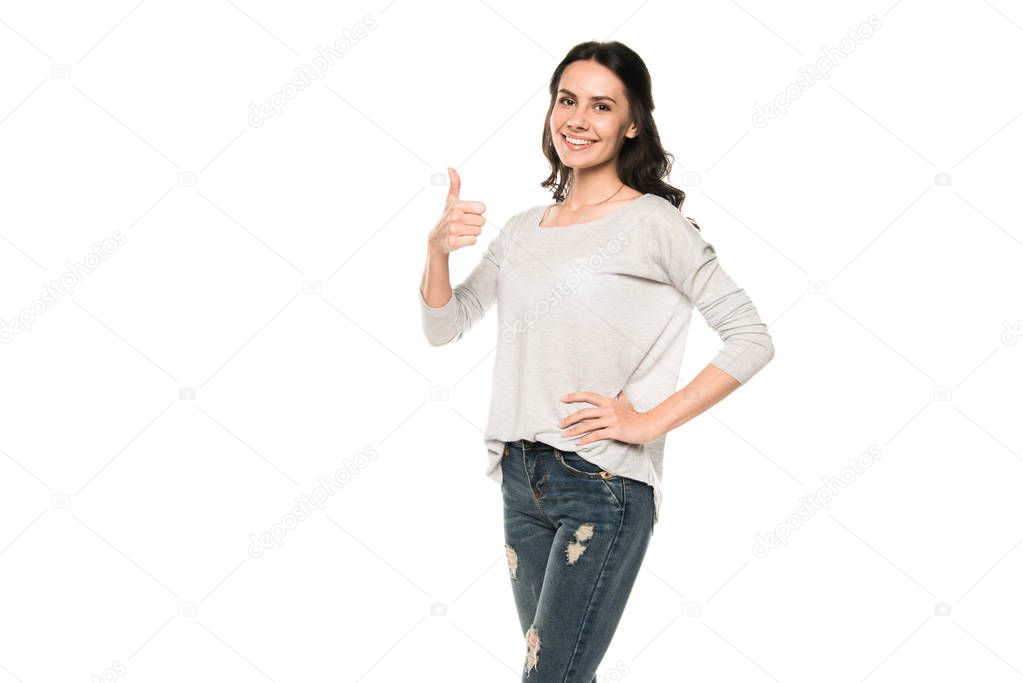 beautiful woman with thumb up 