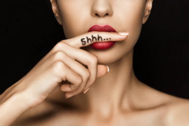 woman with shh symbol   clipart