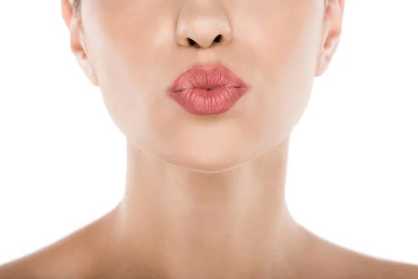 Donna che soffia bacio — Foto Stock
