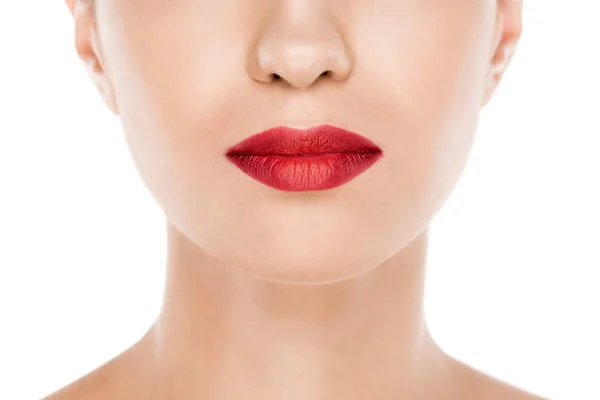 Mujer con labios rojos — Foto de Stock