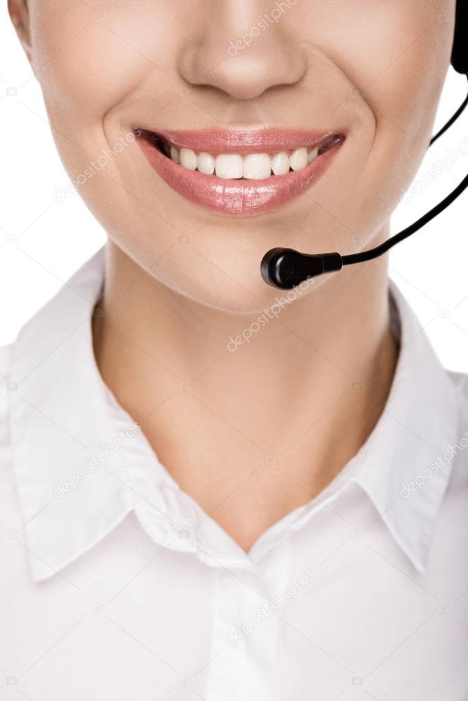 female operator with headset