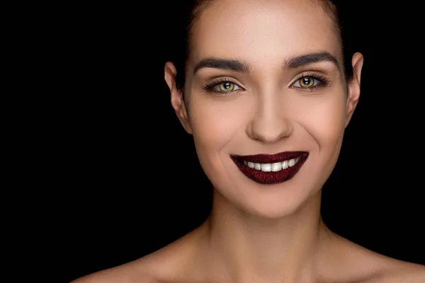 Fashionable woman with dark lips — Stock Photo, Image