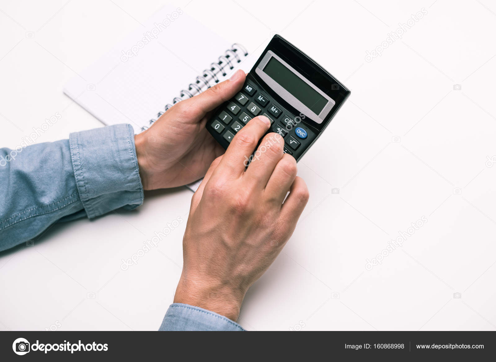 Hands with calculator and notepad Stock Photo by ©AllaSerebrina 160868998