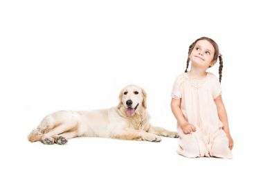 sevimli kız köpekle