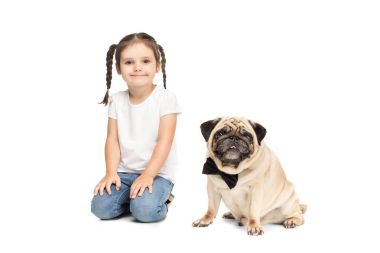pug köpek ile kız