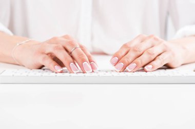 woman typing on keyboard clipart