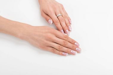 female hands with french manicure clipart