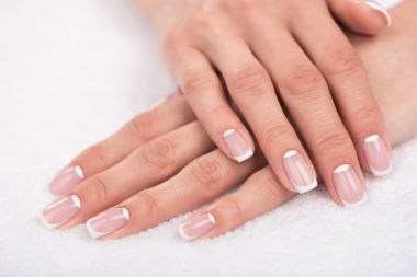 female hands with french manicure clipart