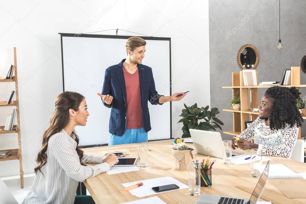 businessman making presentation for colleagues