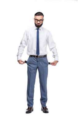 businessman with empty pockets clipart