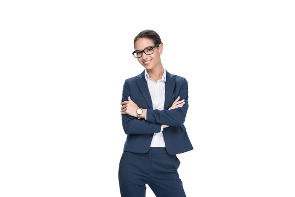 Attraktiva affärskvinna i glasögon — Stockfoto