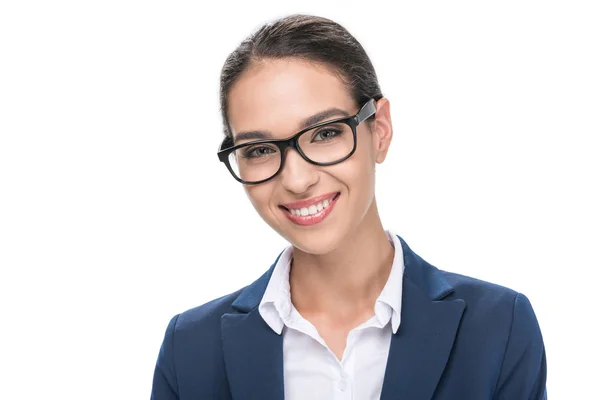 Hermosa mujer de negocios en gafas graduadas — Foto de Stock