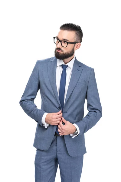 Handsome businessman in grey suit — Stock Photo, Image