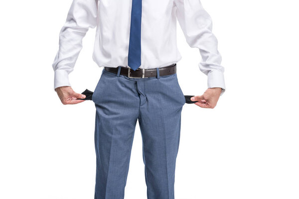 businessman with empty pockets