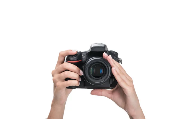 Fotograf ta foto på kameran — Stockfoto