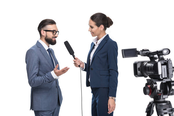 journalist interviewing a businessman