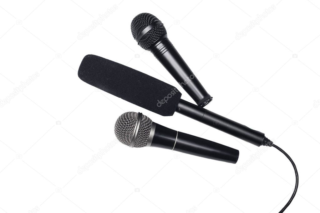 Different black microphones