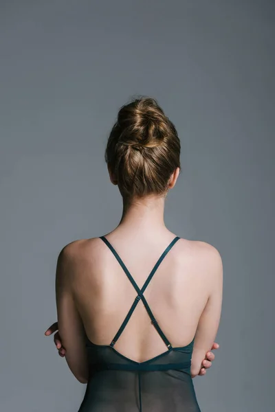 Woman with slim body in bodysuit — Stock Photo, Image