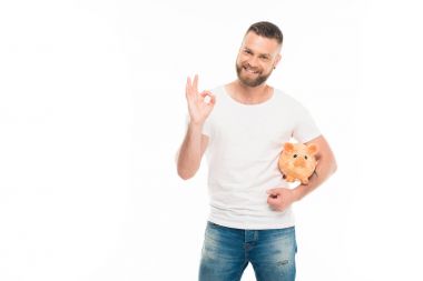 bearded man showing ok sign clipart