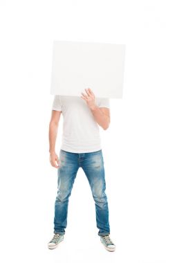Handsome man with blank banner clipart