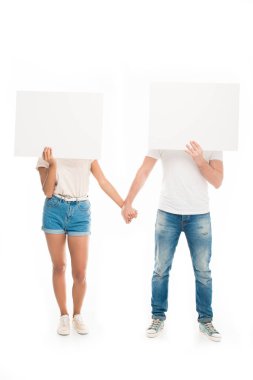 couple with blank banners clipart