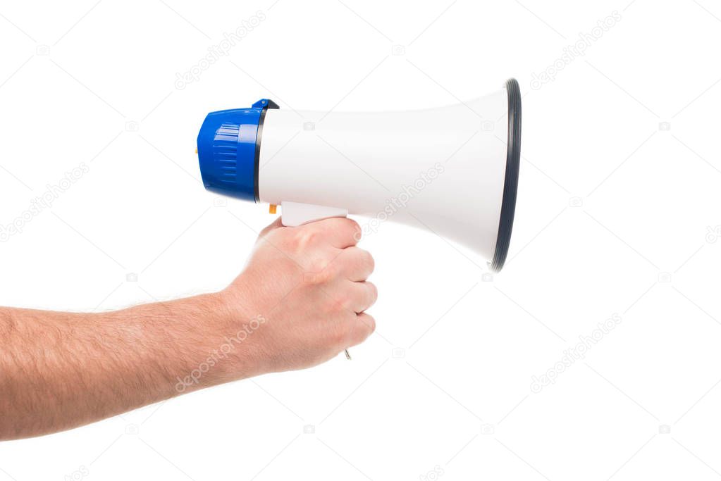 person holding megaphone