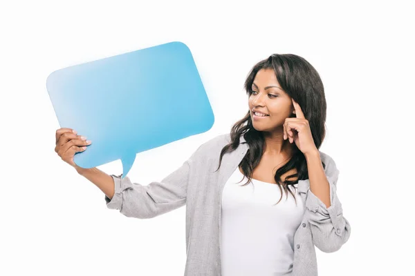 African american woman with speech bubble — Stock Photo, Image