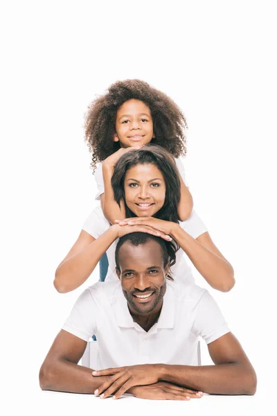 Feliz afroamericano padres con hija — Foto de Stock