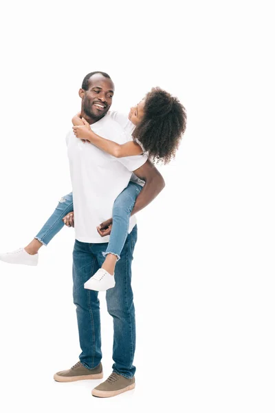 African american father carrying daughter — Stock Photo, Image