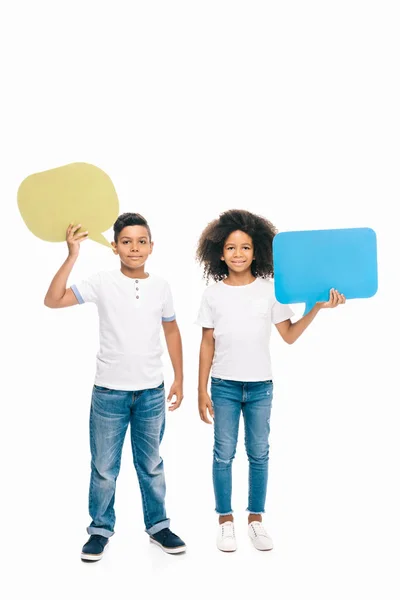 African american kids with speech bubbles — Stock Photo, Image