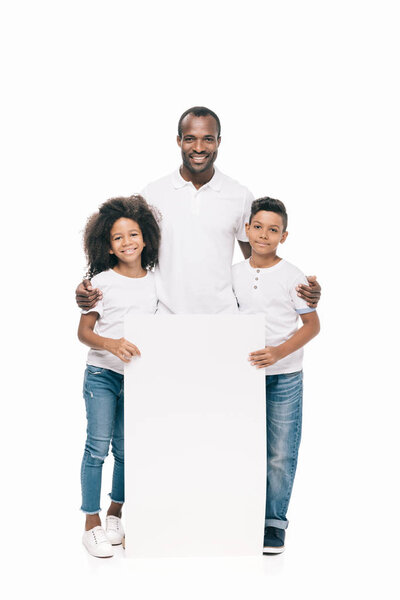 african american family with banner 