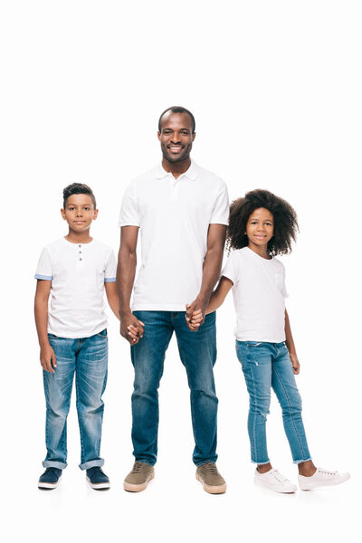 happy african american father with kids