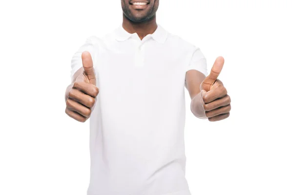 Američan Afričana muž ukazuje palec — Stock fotografie