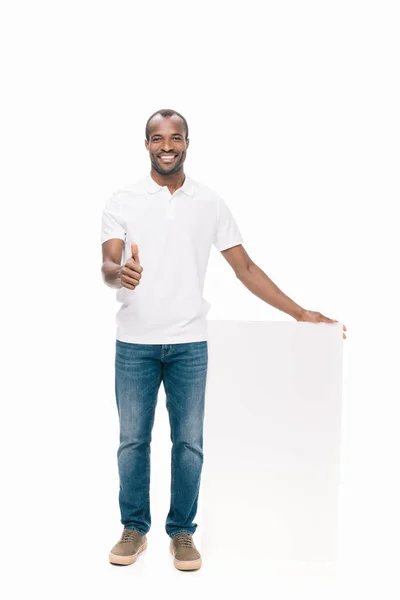 Afro-Amerikaanse man met banner — Stockfoto