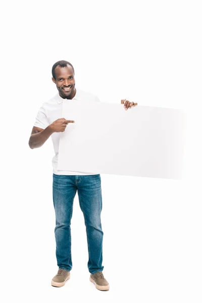 Hombre afroamericano con pancarta — Foto de Stock