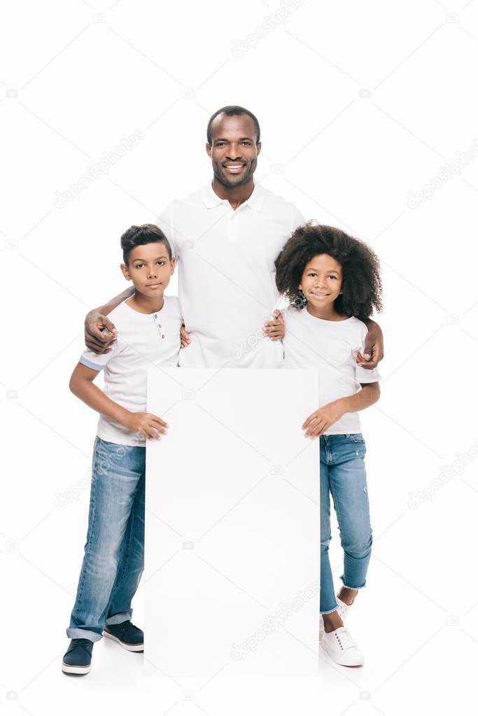 african american family with banner 