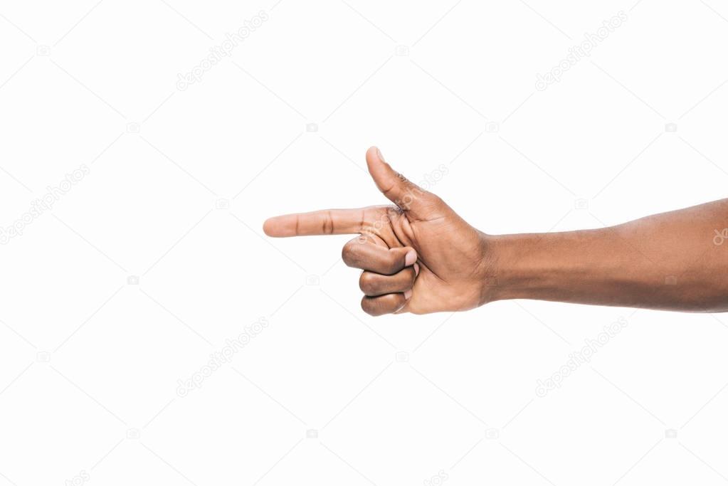 person pointing away with finger