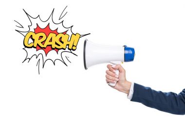 businesswoman holding megaphone clipart