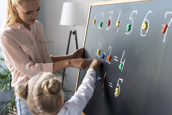 Números de aprendizaje de madre e hija — Foto de Stock