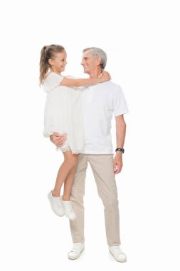 grandfather holding on hands granddaughter clipart