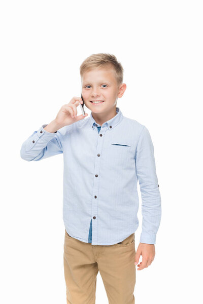 child talking on smartphone