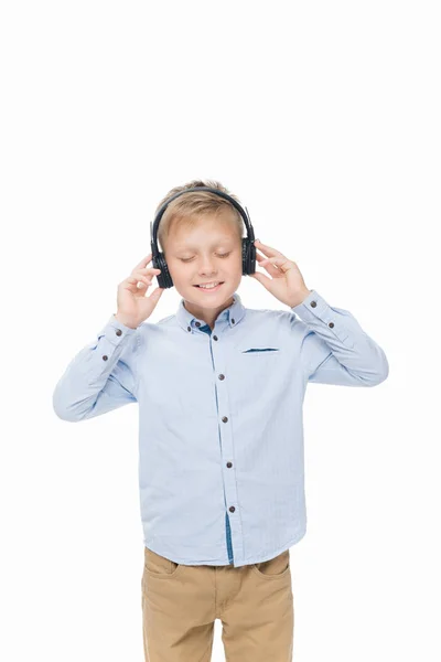 Kind luisteren muziek — Stockfoto