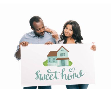 african american couple with banner clipart