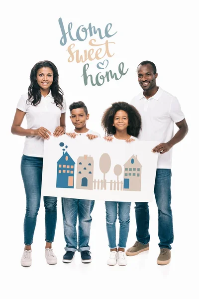 African american family with banner — Stock Photo, Image