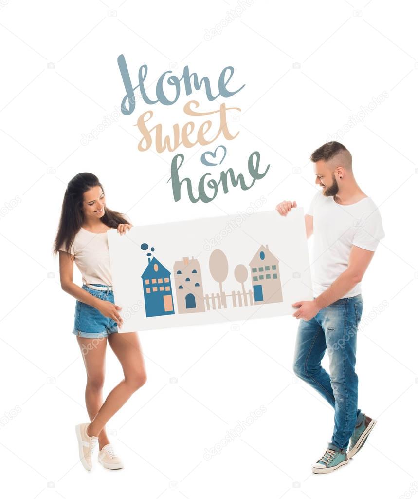 Attractive couple with banner
