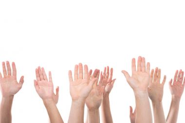 people raising hands clipart